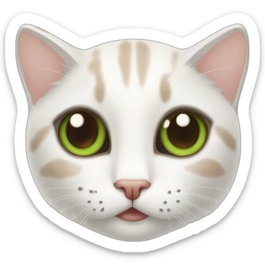 Chat 99% blanc, poil long, yeux verts, oreilles marron sticker