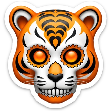 skeleton tiger face with Day of the Dead sugar skull decoration for Twitch emote sticker