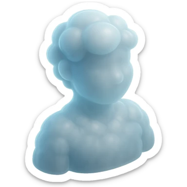 A person from the shoulders up, entirely composed of fluffy white convex clouds sticker