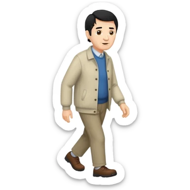 señor muy mayor pelo negro camina sin bigote sticker