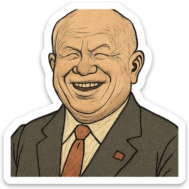 ukiyo-e style portrait of Nikita Khrushchev smiling sticker