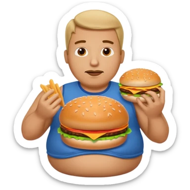 funny and faty body man eat sticker