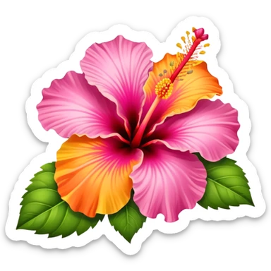 Hibiscus flower that is pink orange & yellow  sticker