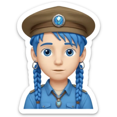 very handsome boy big blue eyes, scout boy with, blue dreadlocks, and big earrings and scouts hat sticker