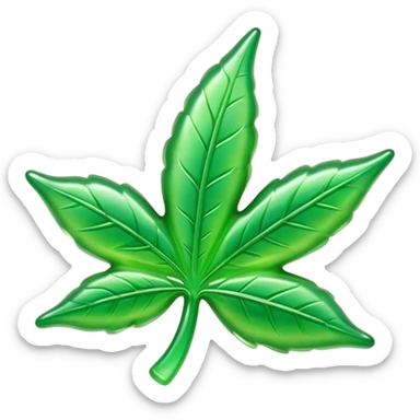 glossy green gusher gummy in the shape of a weed leaf sticker