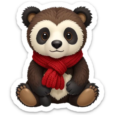 Jellycat Andean bear stuffed plush wearing a red scarf sticker