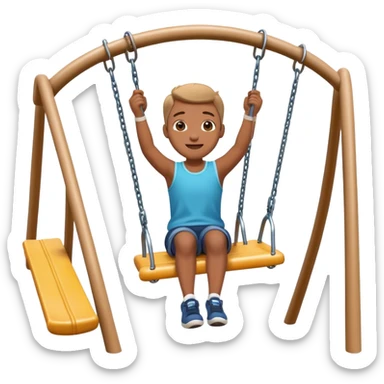 person on a playground swing, mid-air sticker