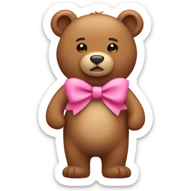 light brown bear with a pink bow sticker