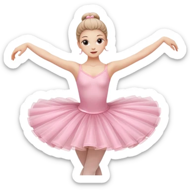 A graceful ballerina in a pink tutu, spinning lightly with arms curved elegantly.
 sticker