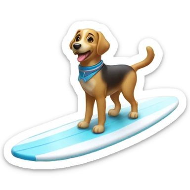 Dog on a surf board sticker