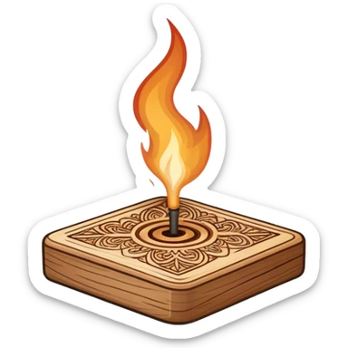 Pyrography icon, wooden surface with detailed burn marks, intricate patterns being burned into wood with pyrography tool, minimalistic style, clean lines, transparent background. sticker