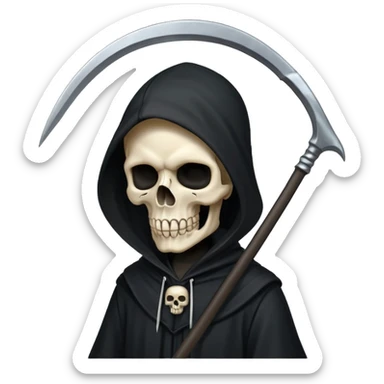 zoomed black hood skull big scythe sticker
