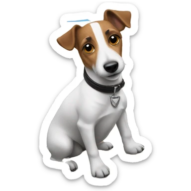 a jack russel driving a private jet sticker