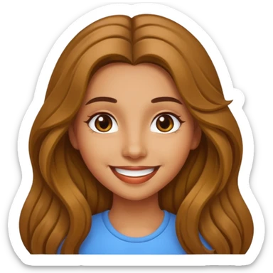 create a girl with hazel long hair, olive colour eyes and beautiful smile sticker