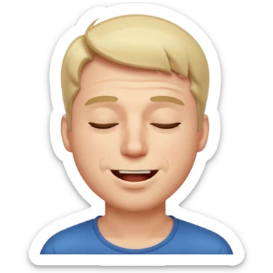 A male squinting his eyes closed but the mouth is whistling sticker