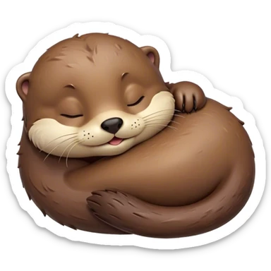 Meme-Worthy Cute Sleeping Otter Portrait Emoji, Head resting peacefully with a contented smile, showcasing a sleek, streamlined build and a luxuriously soft brown Fur, eyes shut in a serene, restful nap, Simplified yet hilariously adorable features, highly detailed, glowing with a soft, drowsy light, high shine, relaxed and utterly lovable, stylized with an air of playful laziness, bright and heartwarming, soft glowing outline, capturing the essence of a comically sleepy otter, so meme-worthy it feels like it could instantly become the next viral sensation of adorable slumber! sticker