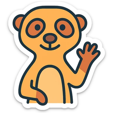 playful meerkat waving sticker