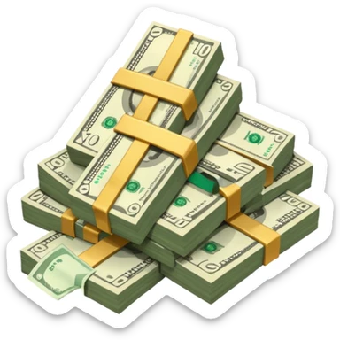 cash pile, make bills rectangular, next to a "10x" factor, looking like 10x CASH PILE sticker