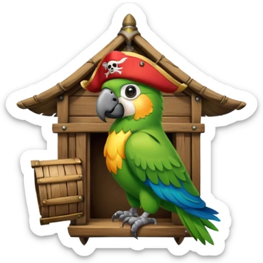 frontal view of a Flying pirat parrot with a pirat hut sticker