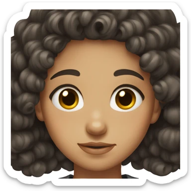 Girl with black curly hair and brown eyes sticker