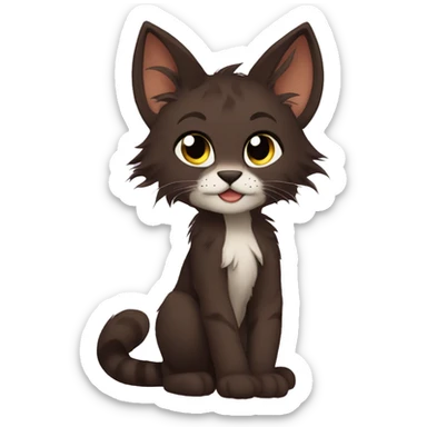 Anthro Shy Cute Cool Edgy Pretty Dark Brown Furry Feline Animal Anthro Sona sticker