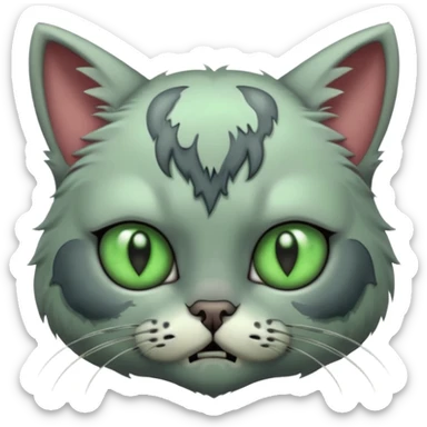 a super cute zombie cat, look sad but not danger sticker