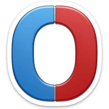 Horseshoe magnet emoji-style, vertical, split in half: left blue with “S”, right red with “N”, clean background.
 sticker