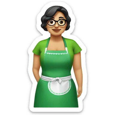 mexican chubby lady green apron  with glasses cooking tacos sticker