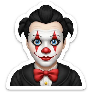 man with black hair black and white clown makeup black clothes sticker