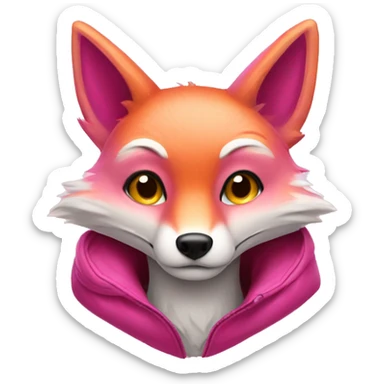 an anthropomorphic pink fox sticker