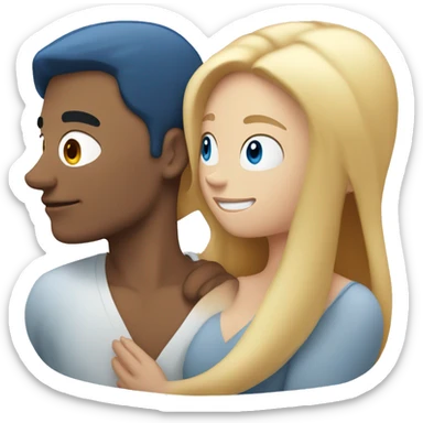White Man with long hair and blue eyes hugging a white red hair woman sticker