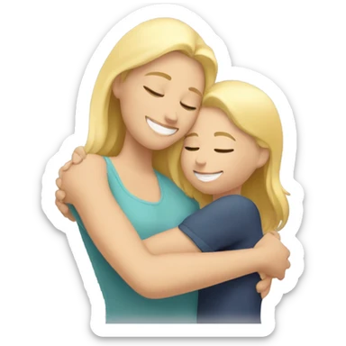 Blonde Mother huggings with a girl sticker