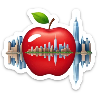 Una manzana con el skyline de Nueva York sticker