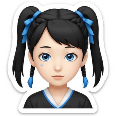 japanese schoolgirl with black twintails and blue eyes sticker