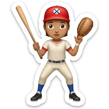 Stick with face arms and legs holding a wooden baseball bat sticker