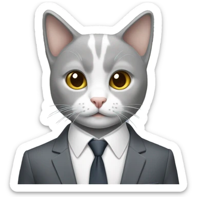  Brithish short hair grey and wite cat with a suit sticker