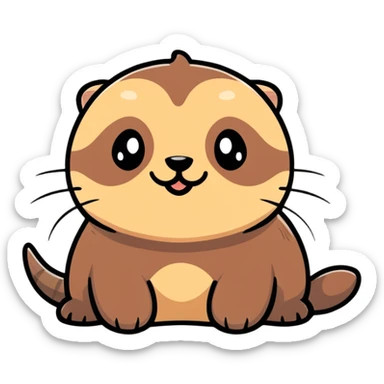really cute smiling joyful otter face in three-quarter profile view with simple thorny stem wrapped horizontally around its forehead like Jesus Christ's Crown of thorns, no crown shape on top, just thin spiky branches circling the forehead sticker