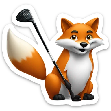 A fox hitting a 9 iron sticker