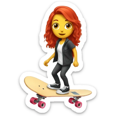 A red hair girl do skateboarding  sticker