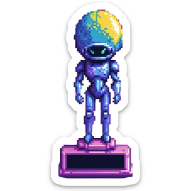 Alien civilization trophy with cosmic color spectrum, celestial blues and violet hues of distant galaxies sticker