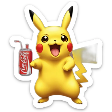 Pikachu boit un coca cola sticker