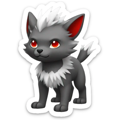 cool edgy black white grey punk red animal hybrid Fakemon full body sticker