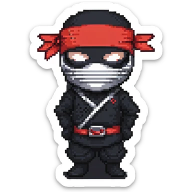 Masked ninja, red headband sticker