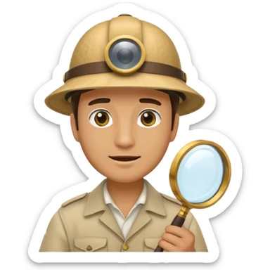a man with jungle and magnifying glass sticker