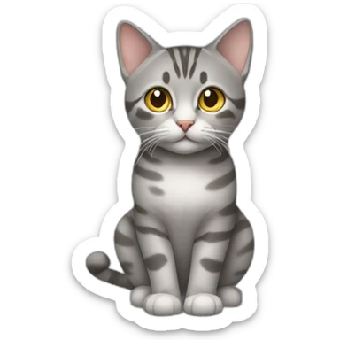 Un chat tabby gris avec une petite queue sticker