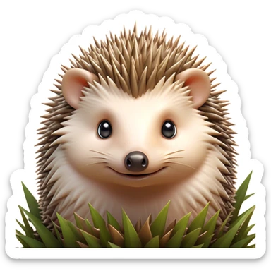 Cinematic Adorably Cute Hedgehog Portrait Emoji, Poised with a round, spiky yet cuddly body and bright, curious eyes peeking from beneath a soft array of quills, Simplified yet irresistibly adorable features, highly detailed, glowing with a warm, gentle forest glow, high shine, lively and endearing, stylized with an air of woodland cuteness, soft glowing outline, capturing the essence of a playful hedgehog that appears ready to scurry out of the screen with delightful charm! sticker