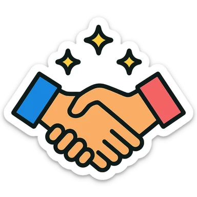 two hands shaking with sparkles sticker