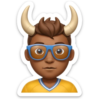 3D cartoon horned character portrait, wearing sunglasses, sports jersey, centered, clean background, no text, no watermark
 sticker