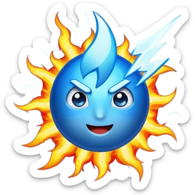 Rayos, centellas y fuego con expresiones de asombro azul sticker