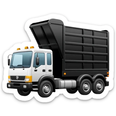 Camión volquete en 2d, en blanco y negro y descargando la carga sticker